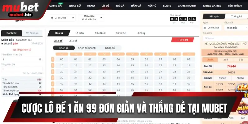 Lô đề 1 ăn 99